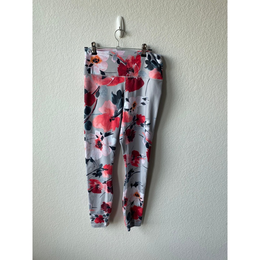 Fabletics Women Floral Print BOHO Leggings Size M Grey Red PT1617843-9665-17040
